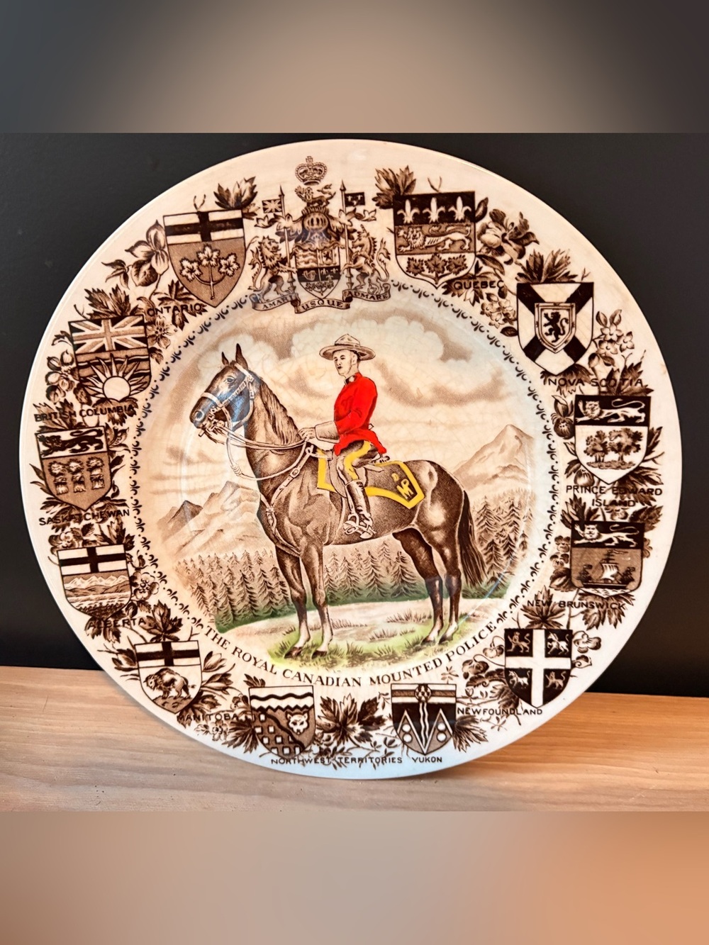 Rare The Royal Canadian Mounted Police Decorative Plate - Red & Brown